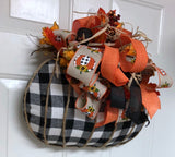 Buffalo Plaid Pumpkin Wreath