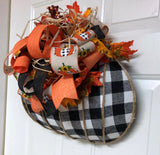 Buffalo Plaid Pumpkin Wreath