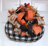 Buffalo Plaid Pumpkin Wreath