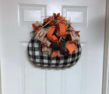 Buffalo Plaid Pumpkin Wreath