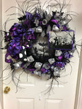 Halloween Lighted Purple/Grey Wreath