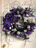 Halloween Lighted Purple/Grey Wreath