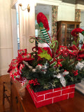 Christmas Elf Chimney Arrangement