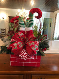 Christmas Elf Chimney Arrangement