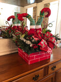 Christmas Elf Chimney Arrangement