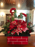 Christmas Elf Chimney Arrangement