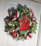 Traditional Red and Green Holiday Christmas Wreath