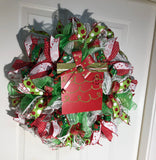 Traditional Red and Green Holiday Christmas Wreath