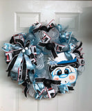 Black and Turquoise Winter Snowman Wreath