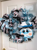 Black and Turquoise Winter Snowman Wreath