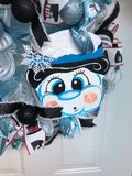 Black and Turquoise Winter Snowman Wreath