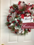 Merry Christmas Wreath Evergreen Holiday Wreath