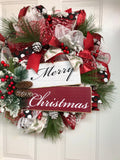 Merry Christmas Wreath Evergreen Holiday Wreath