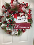 Merry Christmas Wreath Evergreen Holiday Wreath