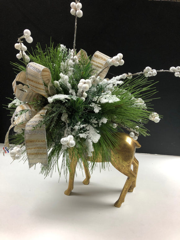 Holiday Deer Floral  Table Arrangement