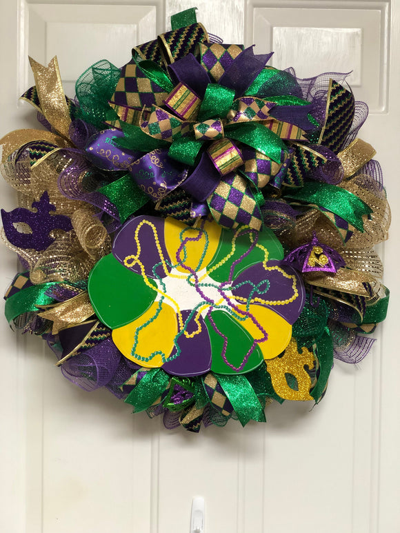 Mardi Gras King Cake XL Deco Mesh Wreath