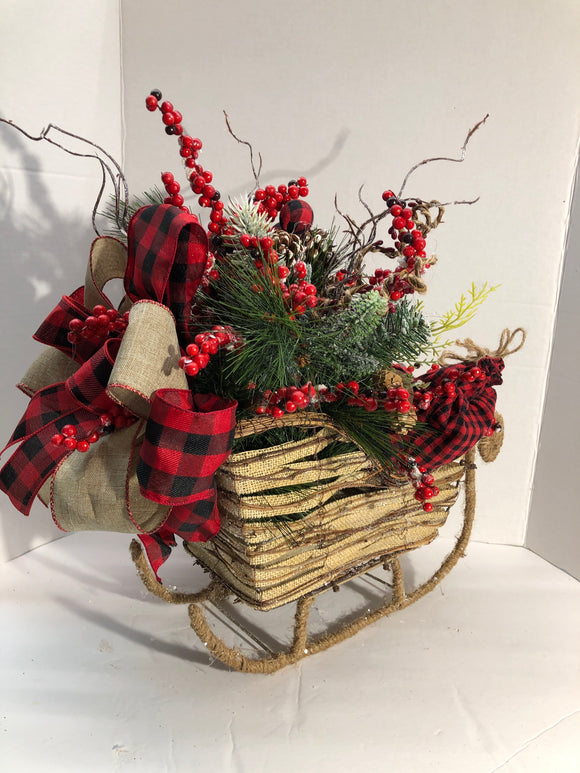 Rustic Christmas Buffalo Plaid Sleigh