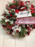 Merry Christmas Wreath Evergreen Holiday Wreath