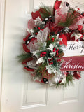 Merry Christmas Wreath Evergreen Holiday Wreath