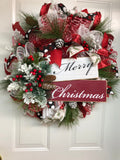 Merry Christmas Wreath Evergreen Holiday Wreath