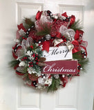 Merry Christmas Wreath Evergreen Holiday Wreath