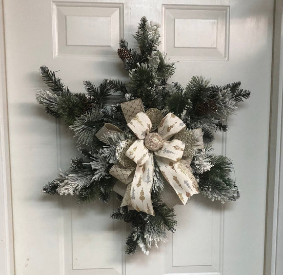 Snowflake Shape Front Door Holiday Wreath