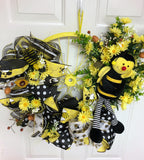 Yellow Bumble Bee Bicycle Wheel Wreath