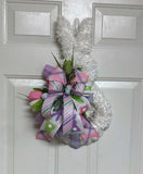 White Easter Bunny Door Hanger, Spring Rabbit Door Hanger