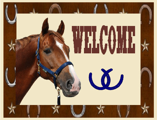 Horse and Horseshoe Welcome Sign Brown