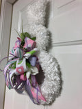 White Easter Bunny Door Hanger, Spring Rabbit Door Hanger