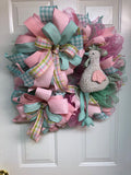 Easter Pastel Rooster Wreath