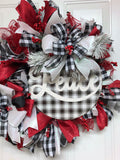 Christmas Black and White Peace Wreath