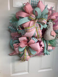 Easter Pastel Rooster Wreath