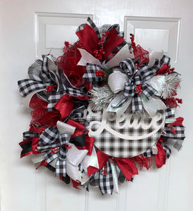 Christmas Black and White Peace Wreath