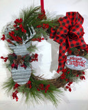 Rustic Buffalo Plaid Grapevine