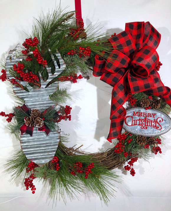 Rustic Buffalo Plaid Grapevine