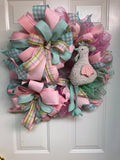 Easter Pastel Rooster Wreath