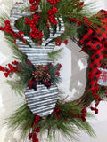 Rustic Buffalo Plaid Grapevine