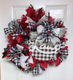 Christmas Black and White Peace Wreath